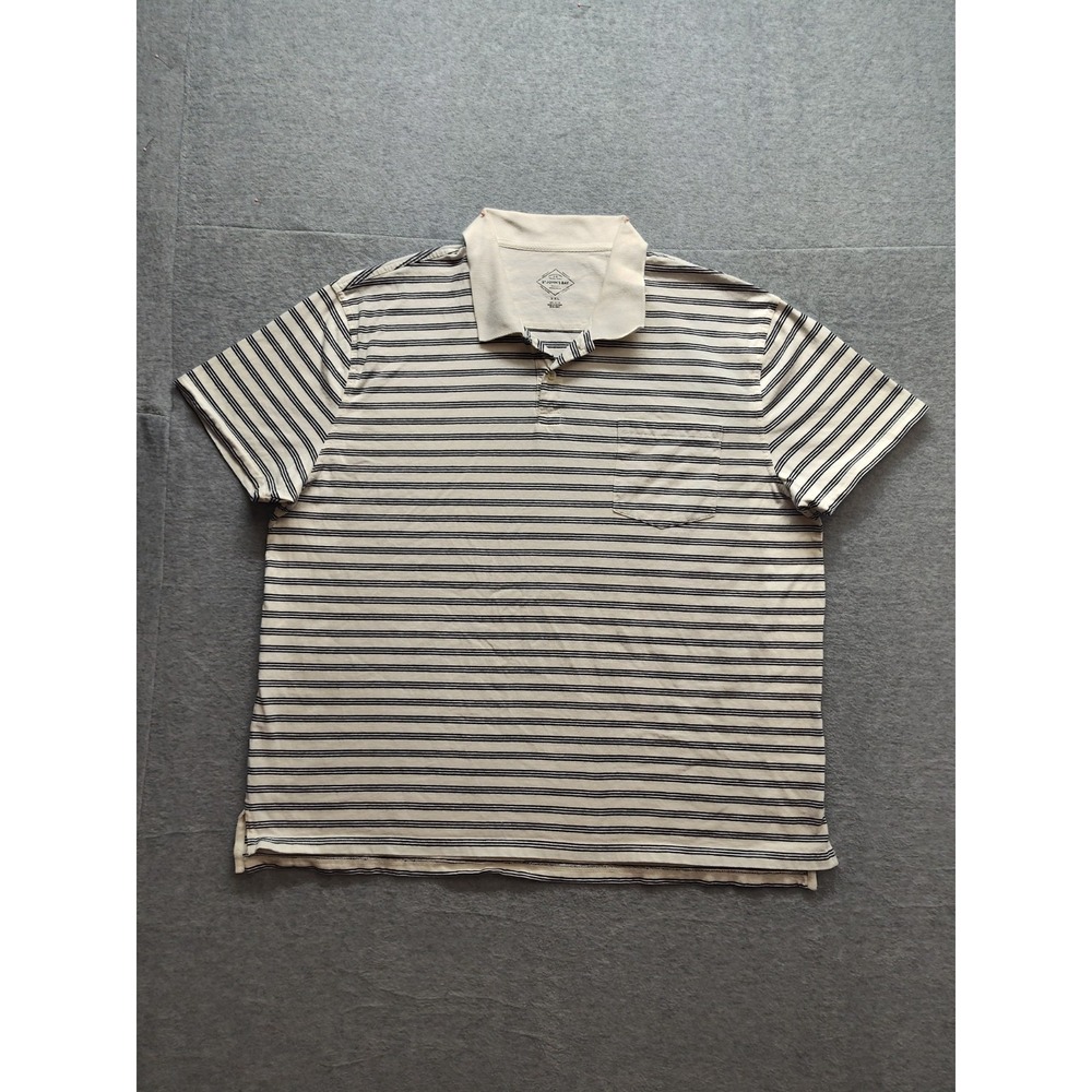 St Johns Bay‎ Men Polo Shirt 2XL Blue Stripe 100% Cotton Short Sleeve Collared